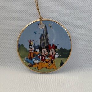 Vintage Walt Disney World Magic Kingdom Mickey & Friends Ceramic Ornament in Box